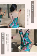 Vestido Feminino Floral com Decote V e Alças - Confortável Renda Costas Abertas Camisola Noite Casa