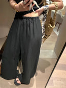 Elegant White Wide Leg Pants Women Fashion Streetwear Linen Black Baggy Pants Summer Korean High Waist Casual Straight Trousers