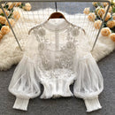 lace puff long sleeve blouse vintage fashion blouses elegant femme blusas korean woman tops women shirts clothing dropshipping