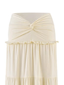 Women's Sexy Party Top Skirt Sets  V Neck Pleated Hem Halter Vest Low Waist Slim Fit Long Skirt 2026 New Lady Beach Dresses