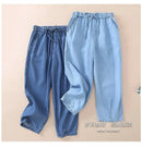 High waisted Jeans For women Summer 2026 New Elastic waisted Loose Washed harem Pants Female Thin Casual Denim Pants With pocket