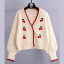 New Women Spring Autumn Knitted Cardigan Sweater V-neck Cropped Short Tops Korean Retro Outerwear Long Sleeve Sweaters Tops