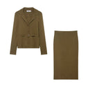 Women Knitted Midi Skirts Two Piece Sets 2025 New Chic Fashion Belt Knit Cardigan Coat Women's Suits Autumn Winter Woman Outfits
