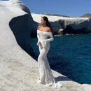 Vestido Longo Elegante com Manga Alargada e Ombro a Ombro - Praia e Festa