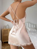 Vestido Mini Feminino Sexy com Renda e Alças Finas - Assimétrico Costas Abertas Festa