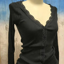 Casual Knitwear Lace V-Neck Cardigan Women Slim Solid Long Sleeves Commuting Cropped New Outwear Women's Knit Cardigan Top 2026