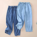 High waisted Jeans For women Summer 2026 New Elastic waisted Loose Washed harem Pants Female Thin Casual Denim Pants With pocket
