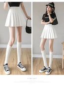 Women Pleated Skirt High Waist  A-Line Mini Skirt School Girl JK Uniform Skirt Skater Skirt Tennis Skirt White Plus Size