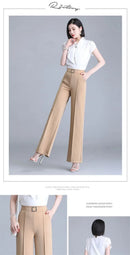 High Waist Wide Leg Pants Women Spring Autumn New Drop Feel Relaxed Straight Suit Pants Fashion Wild Casual Trousers White Black