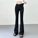 High Waist Pleated Wide Leg Pants for Women Autumn Cross Sexy Peach Hip Micro Flared Yoga Breathable Outdoor Fitness Trousers