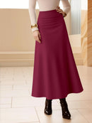 Women Midi Skirt High Waist A line Flowy Style Breathable Fabric Ideal for Casual Streetwear Dates  Classic Colors