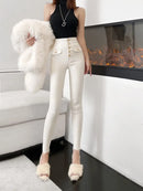 Pants for Woman White Skinny High Waist Shot Trousers Slim Fit Women's Jeans Medium Hippie Fitted Good Quality Cheap Wholesale Z