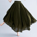 Boho Cotton Linen Beach Long Skirt Women Vintage Casual Solid A-line High Waist Dance Floor-Length Maxi Skirt Spring Summer New