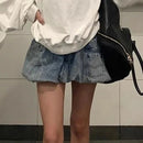 American Vintage Denim Skirt Women Street Sexy Bud Mini Skirt High Waisted Harajuku Y2K Puff Casual Preppy Style Chic Skirt
