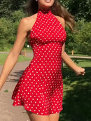 Vestido Mini Feminino com Bandagem e Patchwork Contrastante - Sexy Cintura Alta Verão