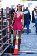 Vestido Halter Mini Feminino com Renda e Poá - Elegante, Sexy, Costas Abertas - Verão 2025