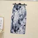 Fashion Midi Skirt For Women Flora Printed High Waist Pencil Skirt Female Causal Flower Bodycon Skirt With Slit