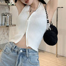 Regata Cropped Halter com Zíper - Feminina Sexy Streetwear Sem Manga