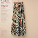 Summer Beach Floral Skirt for Women Cotton High Waist Wrap Maxi Skirt Long with Side Slit & Tie Detail Boho Style Design