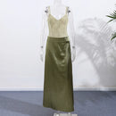 Vestido Longo Feminino com Estampa de Conchas e Manga Flare - Sexy Costas Abertas Renda Cor Sólida Gola Redonda