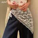 Lace Mini Skirts Women Elegant Sweet Lolita Short Skirts High Waist Y2k Streetwear Ruffle Skirts Lace Trim Butt Curtain Skirt