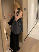 Elegant White Wide Leg Pants Women Fashion Streetwear Linen Black Baggy Pants Summer Korean High Waist Casual Straight Trousers
