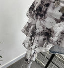Women's Vintage Tie-dye Printed Mesh Spaghetti Strap Camisole Hot Girl Irregular Ruffled Ribbon Sleeveless Top Partyclub 1185