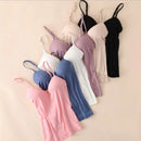 Sexy Women Crop tops Padded spaghetti strap Tank Top Women  built in bra off shoulder Camisole Seamless Tank Lingerie Underwear