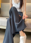 Women Wide Leg Pants Summer High Waist Casual Office Lady Straight Trouser Vintage Comfort Female Pocket All Match Solid Pants