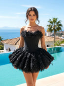 Vestido Mini Feminino Floral com Renda e Tomara que Caia - Sem Manga Costas Abertas Coquetel Festa