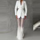 Elegant High Waist Slim Straight Trousers Sexy See Through Mesh Flare Pants for Women Summer Solid Commute Lady Long Pants Mujer