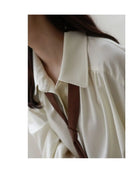 Women's Oversized Long Sleeve Blouse 2026 Summer New Arrival Tie Neck Shirt Loose Fit Office Elegant Fashion