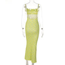 Vestido Longo Feminino Elegante com Alças Finas e Costas Abertas - Festa Y2K
