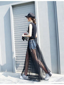 Saia Longa Feminina de Renda com Transparência - Boho Sexy Casual Verão