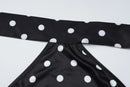 Vestido Mini Feminino com Estampa de Bolinhas e Amarração - Sexy Sem Manga Slim Patchwork Costas Abertas