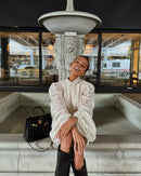 Lace Elegant Skirt Two Piece Set Women Turtleneck Hollow Out Lantern Sleeve Tops Irregular Hem Mini Skirt 2025 Chic Party Suit