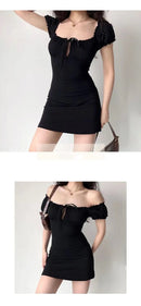 Vestido Mini Sexy com Manga Curta e Costas Abertas - Festa