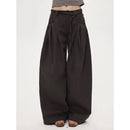 Women High Waist Wide Leg Pants 2025 Autumn Retro Cargo Wide Leg Pants Women's Curved Straight Floor Length Loose Casual Trouser