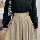 Fashion High Waist Pleated Skirt Women Korean Elegant College Style Midi Skirt Ladies Autumn Winter Thick A-line Skirts