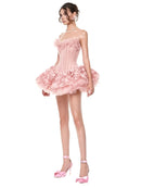 Vestido Mini Feminino Floral com Renda e Tomara que Caia - Sem Manga Costas Abertas Coquetel Festa