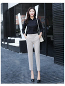 Black Gray Suit Pants Woman High Waist Pants Office  Formal Work Trousers Female Elegant Casual Straight Pants