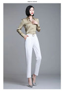 White Pants Women Elastic High-waisted Haren Pants Fashion Wild Professional Suit Pants Office Ladies Trousers Black Khaki Pants