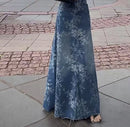 Floral Denim Midi Skirt for Women in Summer  Thin and High Waisted A-line Long Skirt  Loose and Slimming  Big Swing Skirt