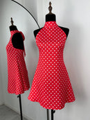 Vestido Mini Feminino com Bandagem e Patchwork Contrastante - Sexy Cintura Alta Verão