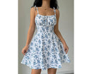 Vestido Curto Feminino Floral com Alças Finas - Sundress Praia Verão 2025