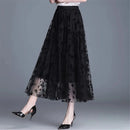 Mesh Floral Skirt Women 2023 Spring Summer Autumn Long Gauze Skirt High Waisted Grace Fashion Puff Skirts Elegant Mujer Printing