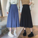 Fashion High Waist Pleated Skirt Women Korean Elegant College Style Midi Skirt Ladies Autumn Winter Thick A-line Skirts