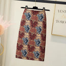 Fashion Midi Skirt For Women Flora Printed High Waist Pencil Skirt Female Causal Flower Bodycon Skirt With Slit