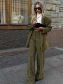 Women's Casual Versatile Office Formal Outfits Trendy Elegant Soft Shoulder Pad Blazer All Season Simple Commuter Straight Pants