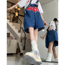 Short Jeans Feminino Kawaii com Bordado e Perna Larga - Y2K Streetwear